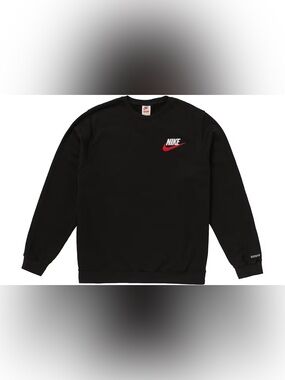 Nike x Supreme Men’s Black Crewneck Sweatshirt with Red Swoosh